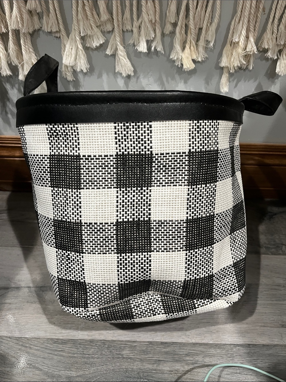 Black & White Buffalo Check Storage Bin with Handles